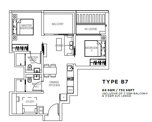 Sophia Hills - Floor Plan - 2 BDR + Study