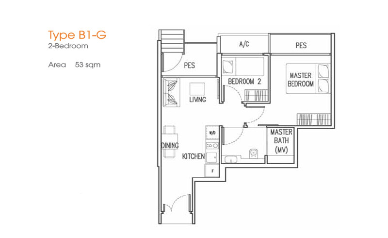 Trilive - Floorplan - 2 Bedroom