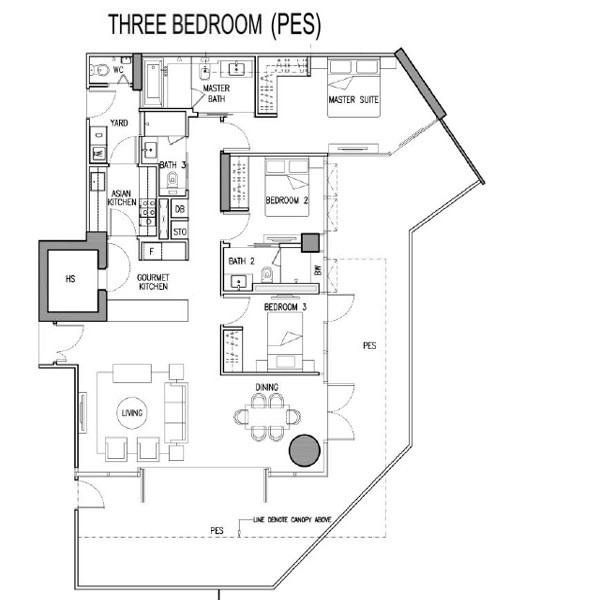 Gramercy Park - Floor Plan - 3 Bedroom