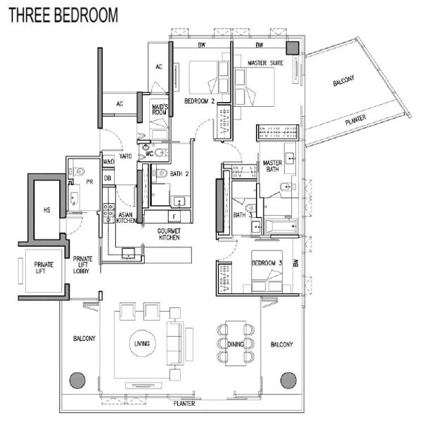 Gramercy Park - Floor Plan - 3 Bedroom