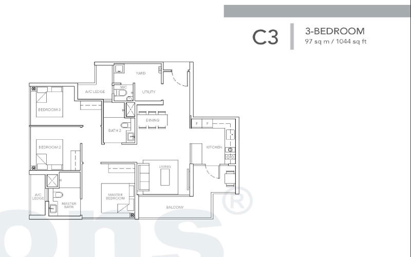 Sturdee Residences Floor Plans - 3-Bedroom