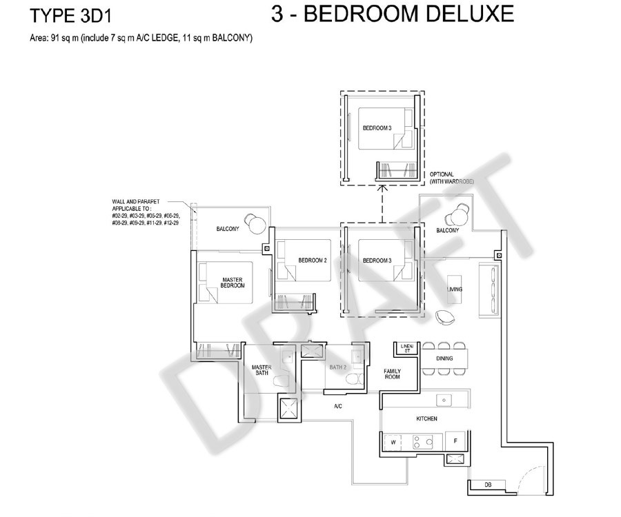 Grandeur Park Residences - Floorplan - 3 Bedroom Deluxe