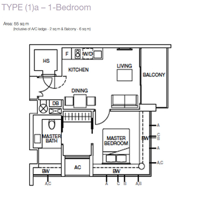 One Balmoral - Floorplan - 1 Bedroom