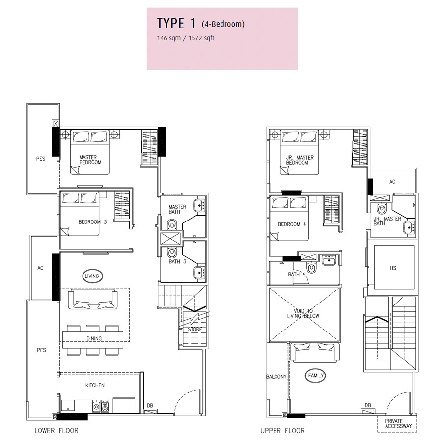 24 One Residences @ Pasir Panjang - Floorplan - 4 -Bedroom