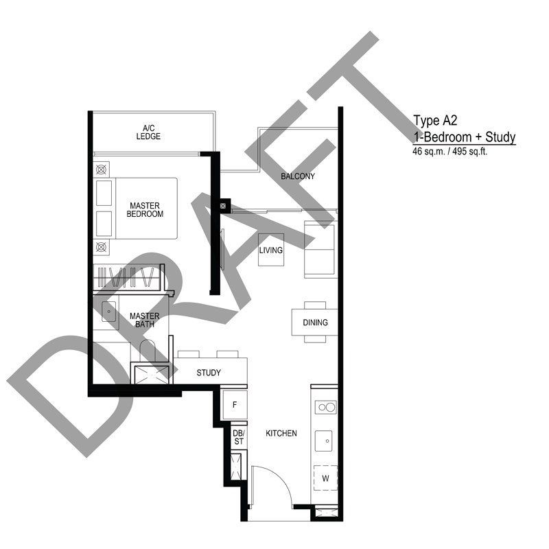 Le Quest - Floorplan - 1 Bedroom with Study