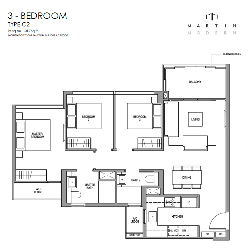 Martin Modern - Floorplan - 3 Bedroom