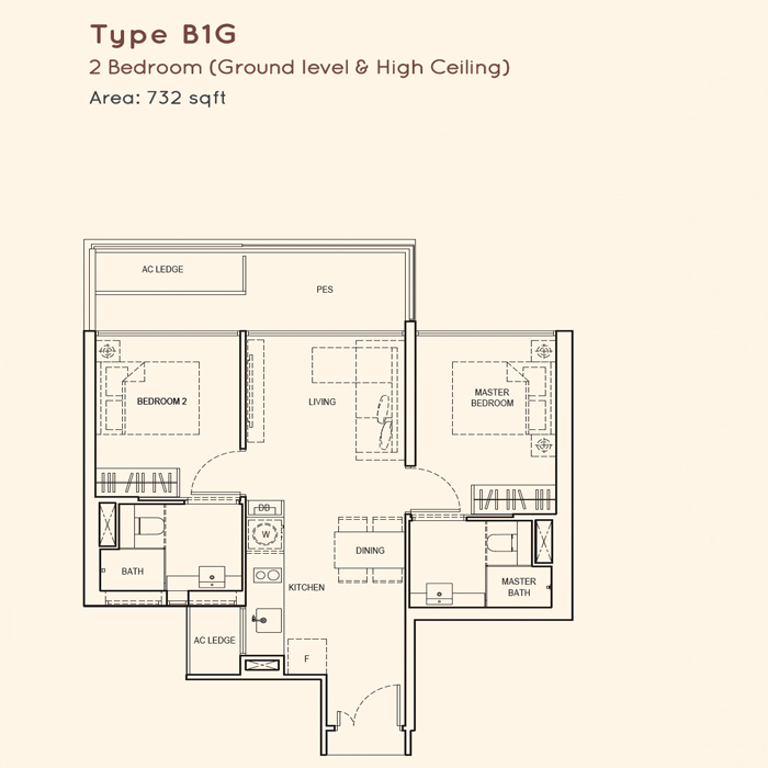 Kandis Residences - Floorplan - 2 Bedroom