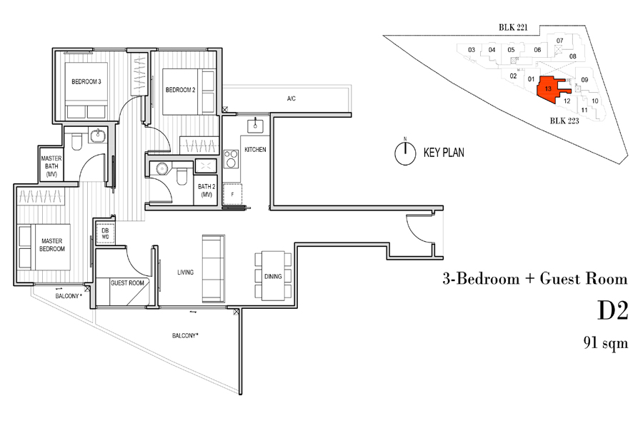 Harbour View Gardens - Floorplans - 3 Bedroom with Guest Room