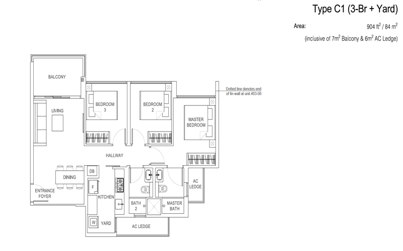RiverCove Residences - Floorplan - 3 Bedroom with Yard
