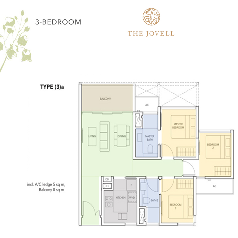 The Jovell Floorplan 3 Bedroom New Launch Condo
