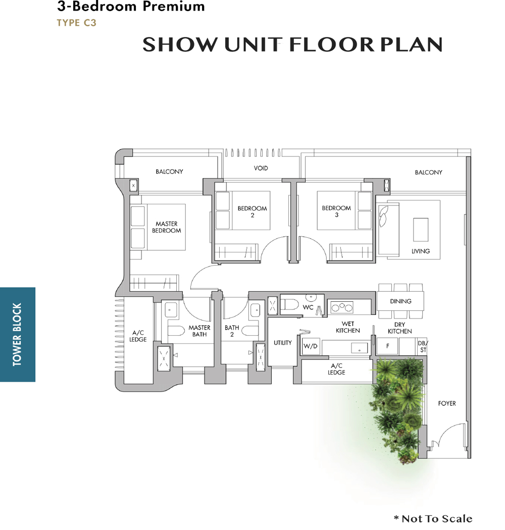 The Tre Ver - Floorplan - 3 Bedroom