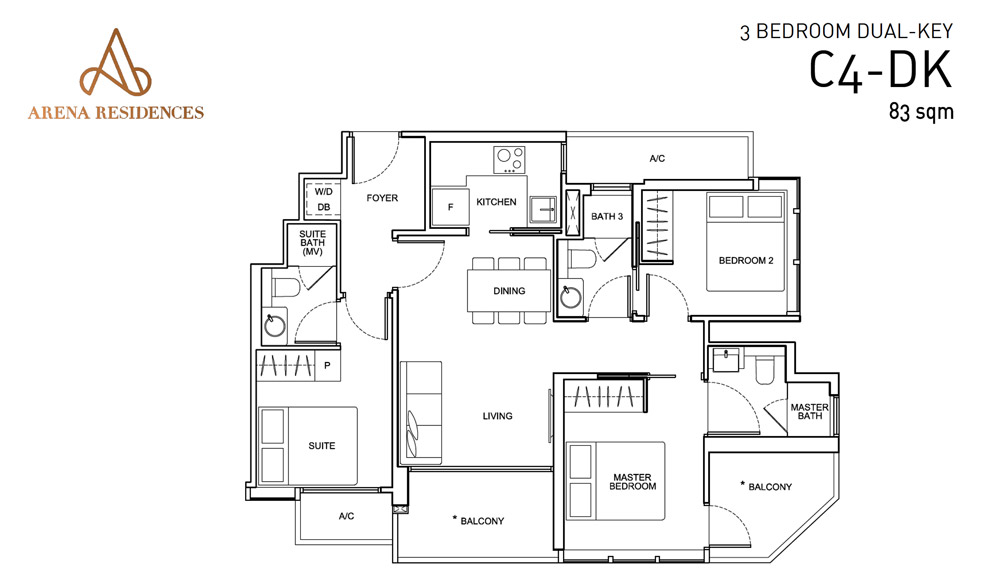 Arena Residences - Floorplans - 3-Bedrooms Dual Key