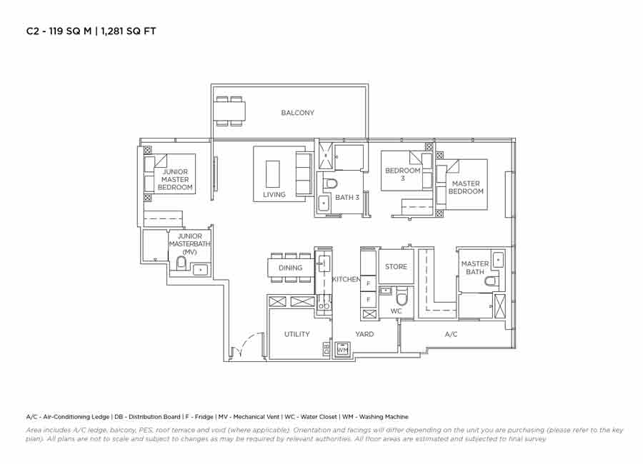3 Cuscaden - Floorplan - 3 Bedroom