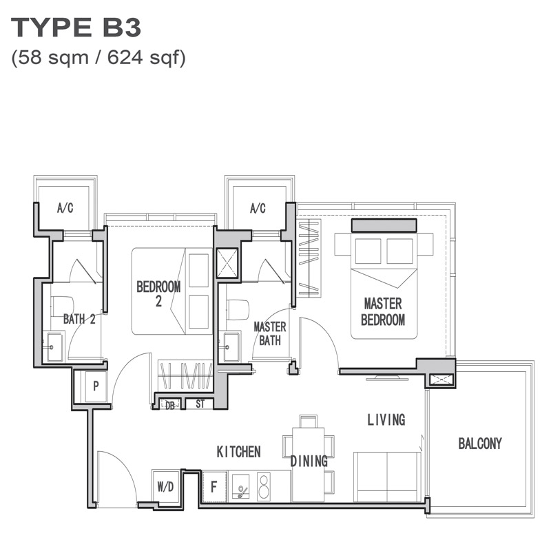 RV Altitude - Floorplan - 2 Bedroom-Premium