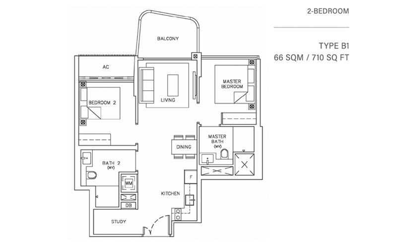 Coastline Residences - Floorplan - 2 Bedroom