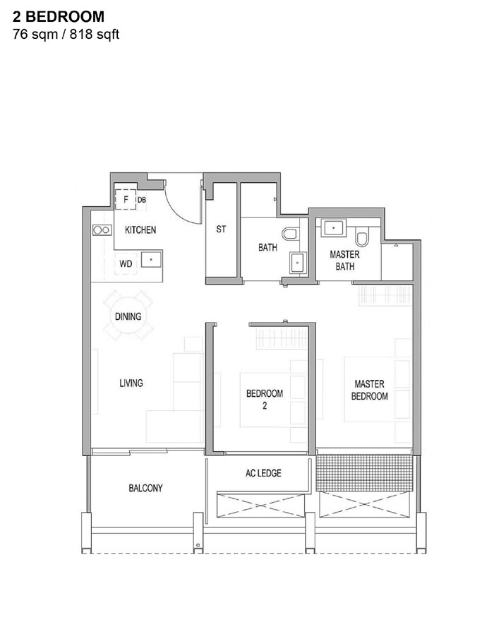 Riviere - Floor Plan - 2 Bedroom