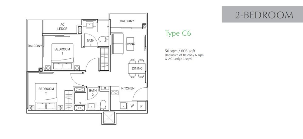 Rezi 24 - Floor Plan - 2 Bedroom