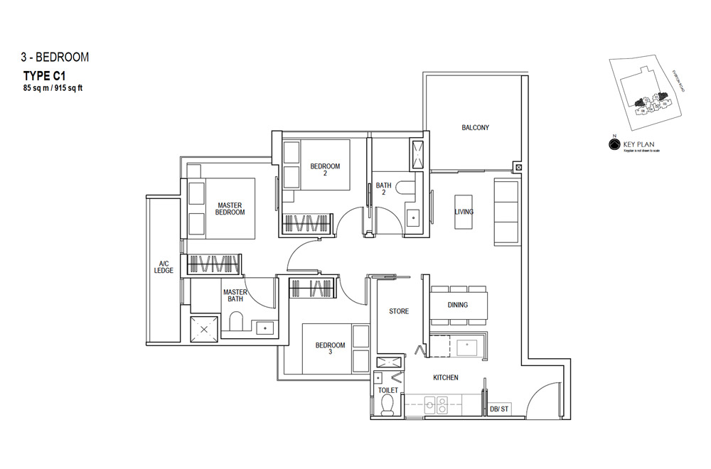 Sky Everton - Floor Plan - 3 Bedroom