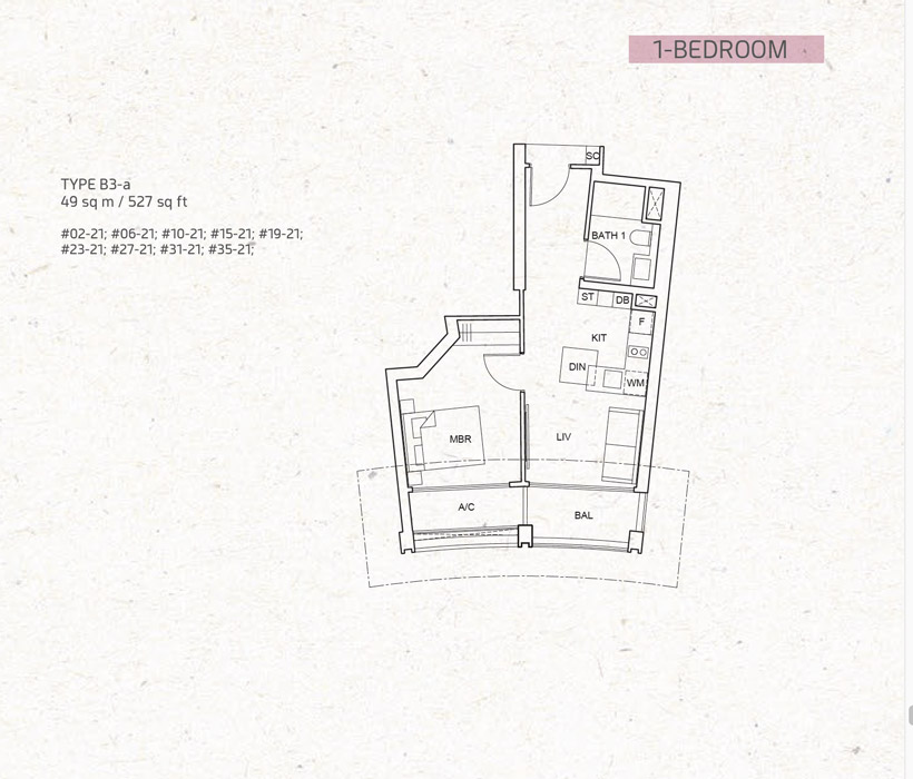 One Pearl Bank - Floor Plan - One Bedroom