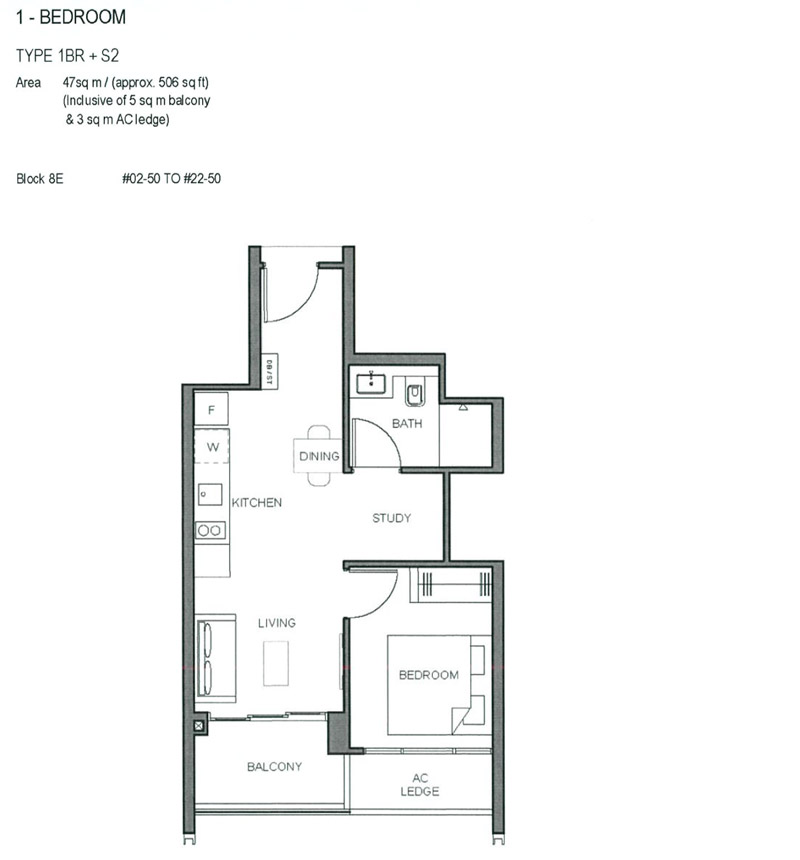 Parc Clematis - Floor Plan - 1 Bedroom