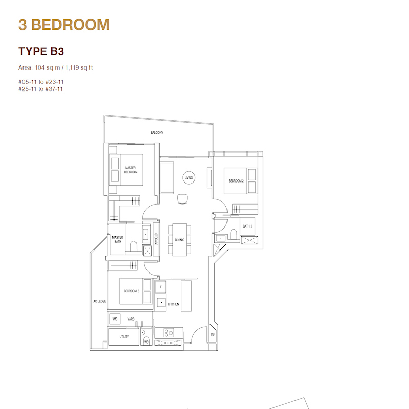 Artra - Floor Plan - 3 Bedroom - Type B3