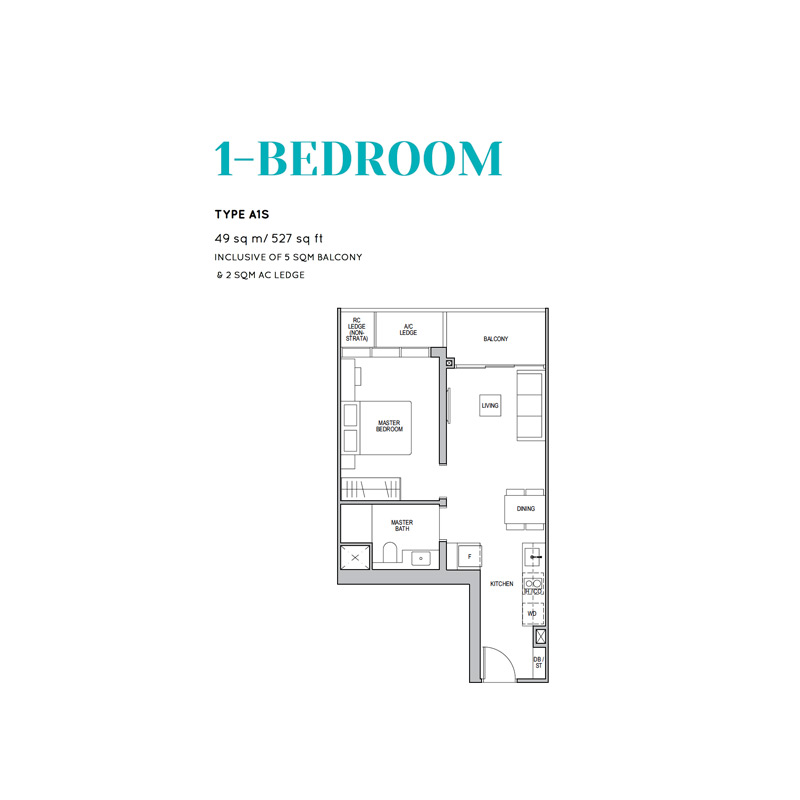 Lentor Modern - Floorplan - 1 Bedroom